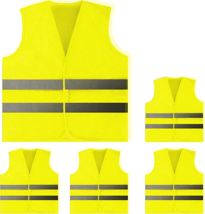 PeerBasics Safety Vests 5 Pack - Yellow Reflective High Visibility, Men Women - Image 1
